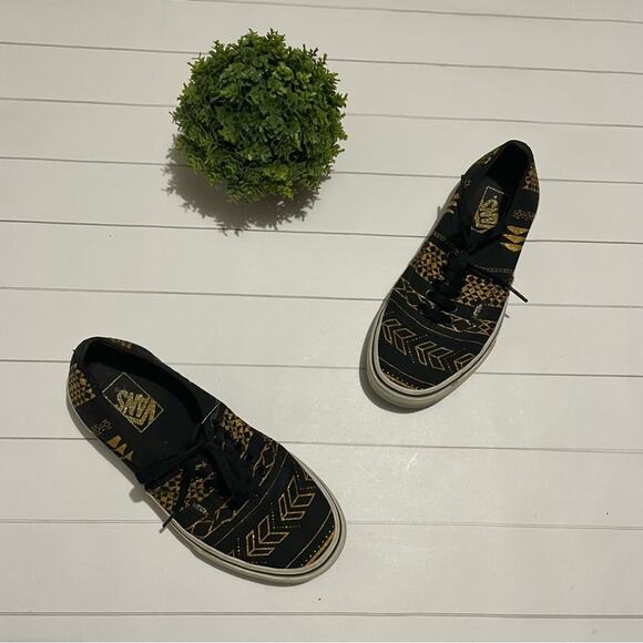 Vans Black Gold‎ Aztec Tribal Southwest Lace Up Sneakers Shoes Women’s Size 8 - Picture 1 of 7
